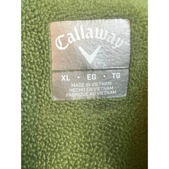 Mens XL Callaway Golf Olive Green Pullover Sweatshirt V Neck waist pull string - Picture 3 of 6